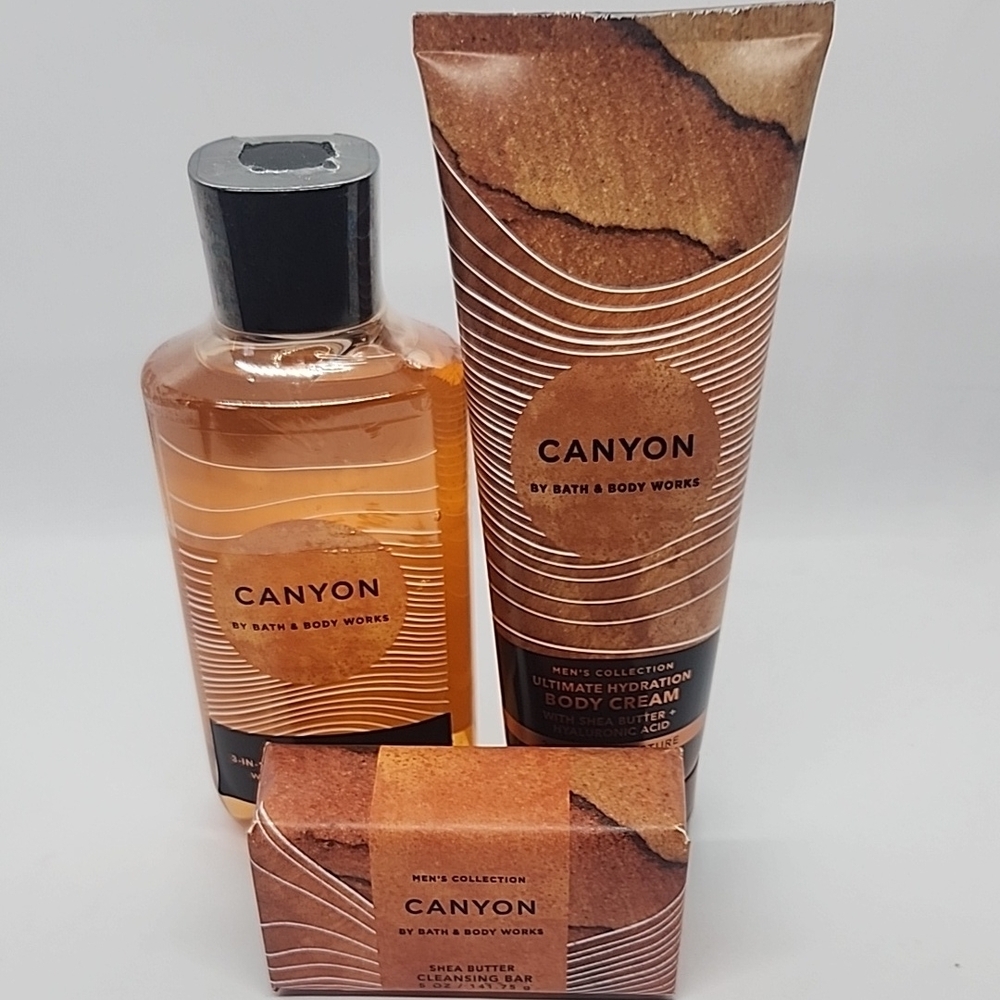 Bath & Body Works Men's Collection Canyon 3-Piece Set Wash, Bar, Cream New
